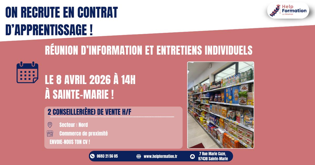 Vendeur en commerce de proximité H/F (en contrat d'apprentissage) (08/04/2026)