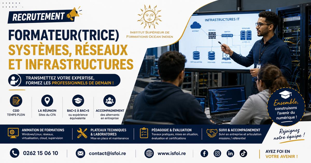 Formateur Systèmes, réseaux et infrastructures H/F