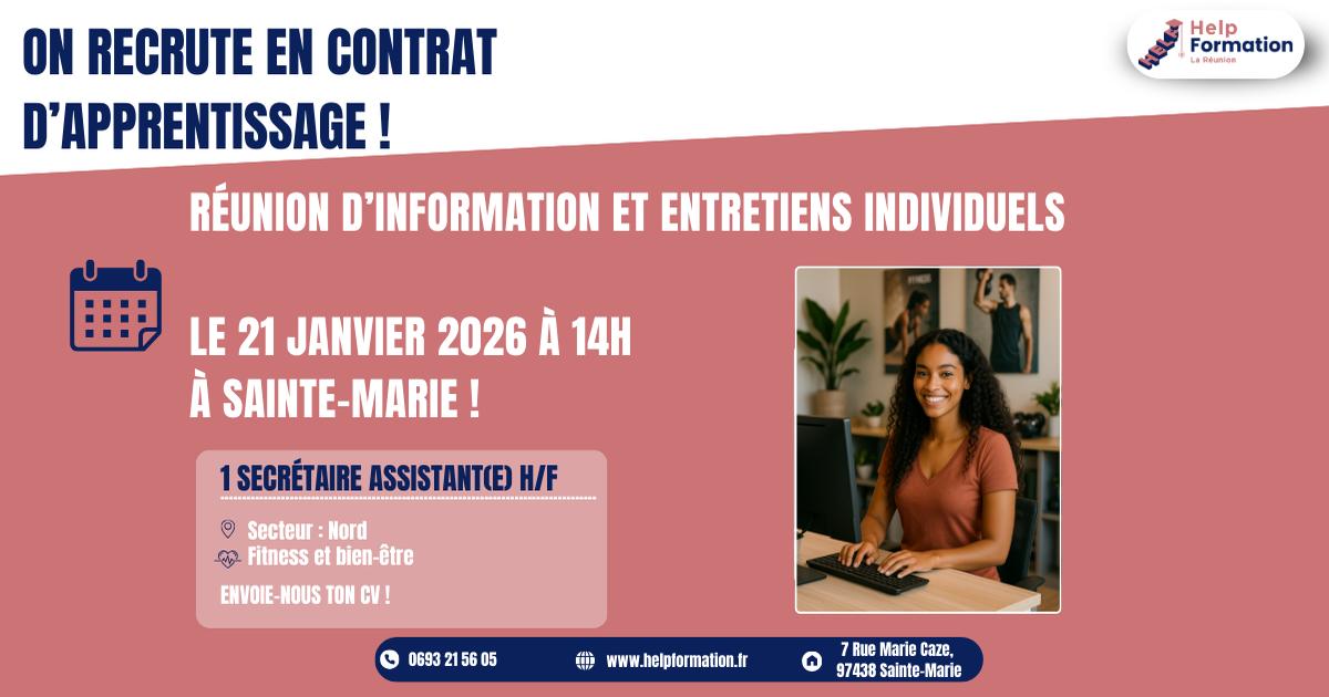 Secrétaire assistant(e) en fitness et bien être H/F (en contrat d'apprentissage) (21-01-2026)