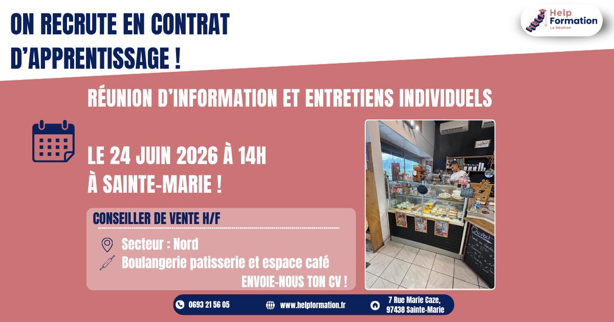 Conseiller de vente H/F en boulangerie pâtisserie café (contrat d'apprentissage) (24/06/2026)