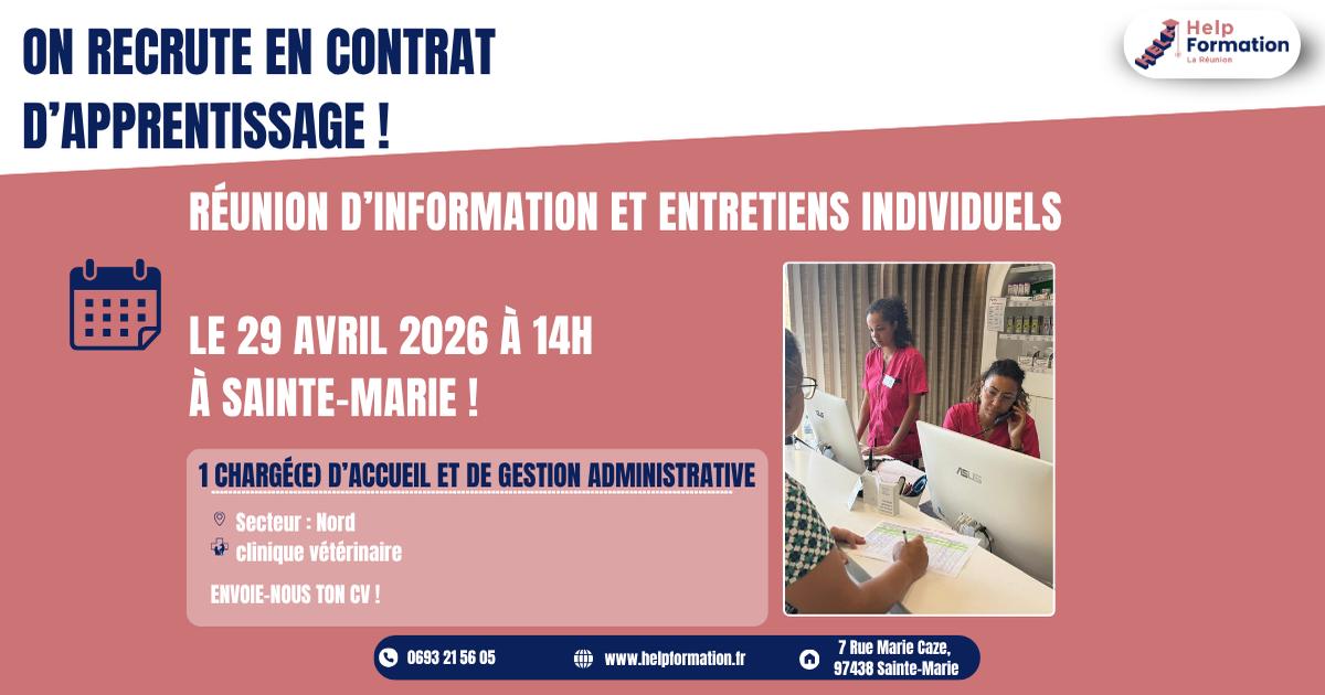 Chargé(e) d'Acceuil et De Gestion Administrative en clinique vétérinaire H/F (contrat d'apprentissage) (29/04/2026)