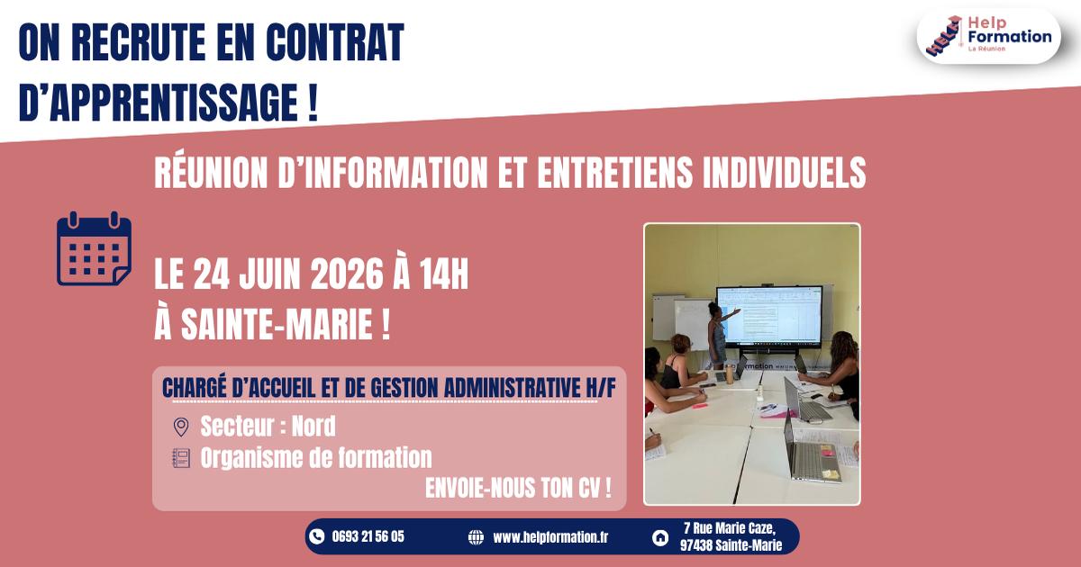 Chargé d'Accueil et De Gestion Administrative H/F en organisme de formation (contrat d'apprentissage) (24/06/2026)
