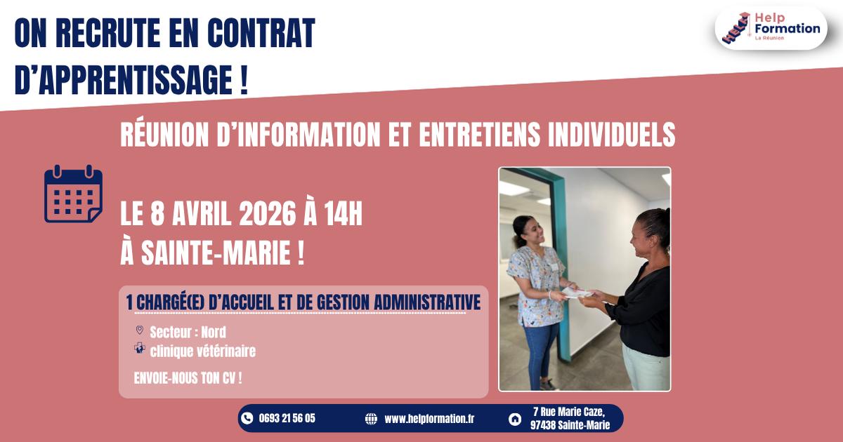 Chargé(e) d'Acceuil et De Gestion Administrative en clinique vétérinaire H/F (contrat d'apprentissage) (08/04/2026)