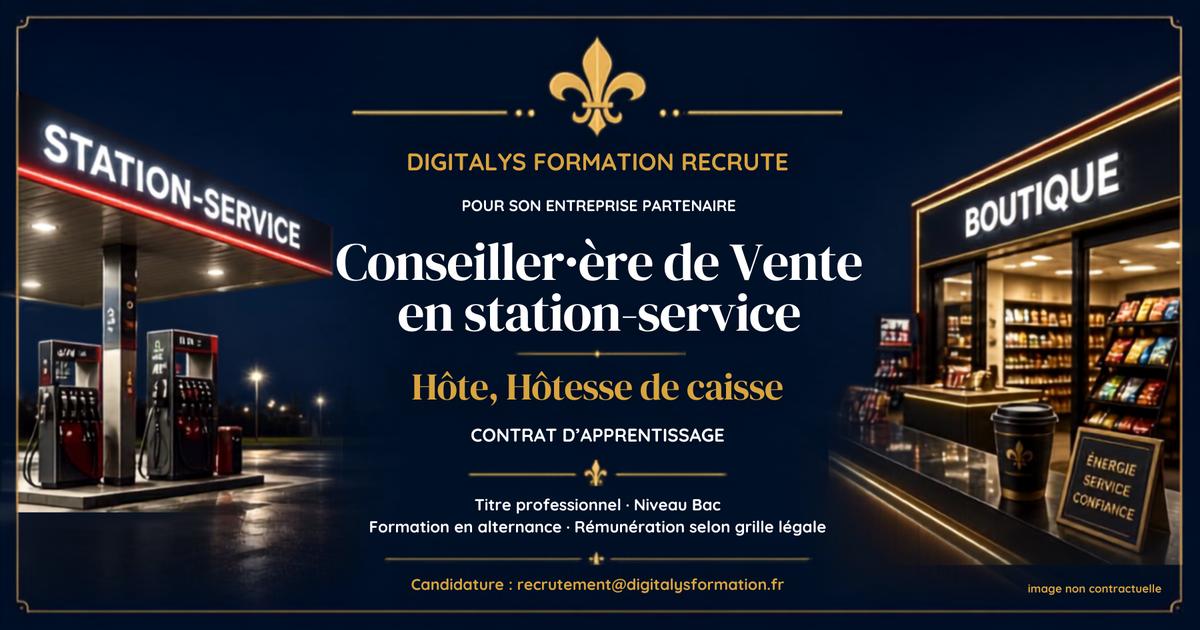Apprenti(e)  Hôte   Hotesse de caisse dans une station service  H/F