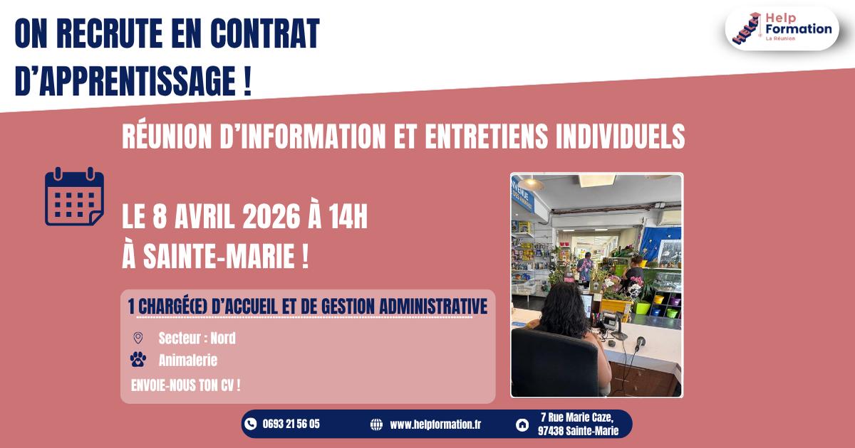 Chargé(e) d'Accueil et De Gestion Administrative en animalerie H/F (contrat en apprentissage) (08/04/2026)