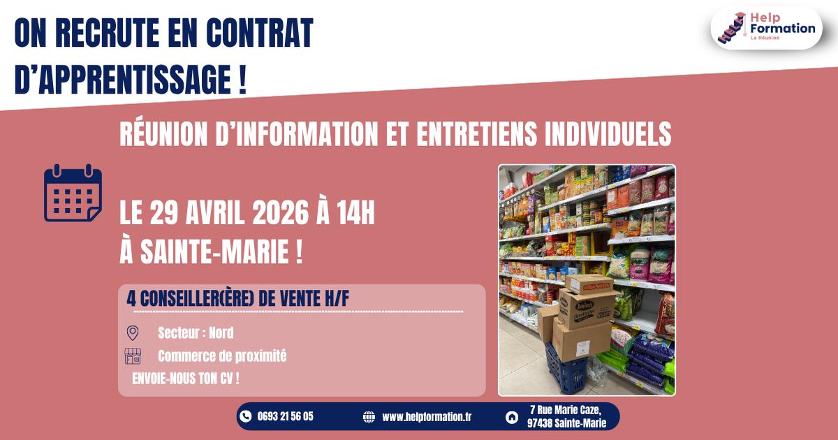 Conseiller(ère) de vente en commerce de proximité H/F (en contrat d'apprentissage) (29/04/2026)