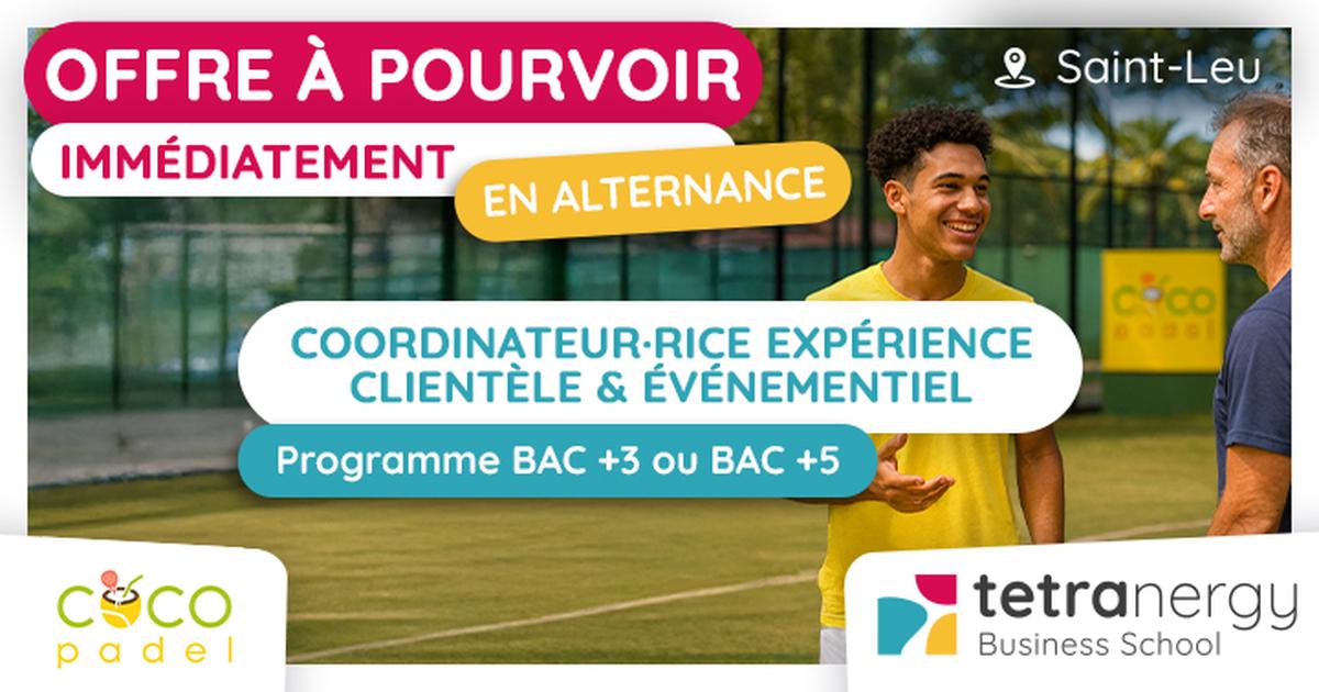 COORDINATEUR·RICE EXPÉRIENCE CLIENTÈLE & ÉVÉNEMENTIEL (Saint-Leu)