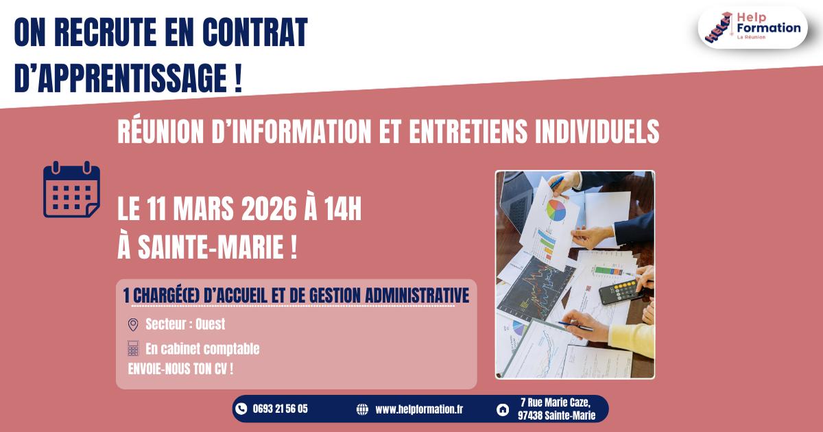 Chargé(e) d'Accueil et De Gestion Administrative en comptabilité H/F (en contrat d'apprentissage) (11/03/2026)