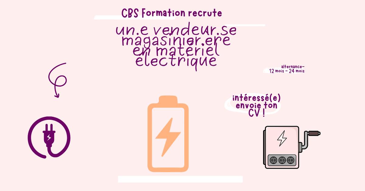 Vendeur comptoir magasinier en matériel électrique H/F I LE PORT I CBS FORMATION