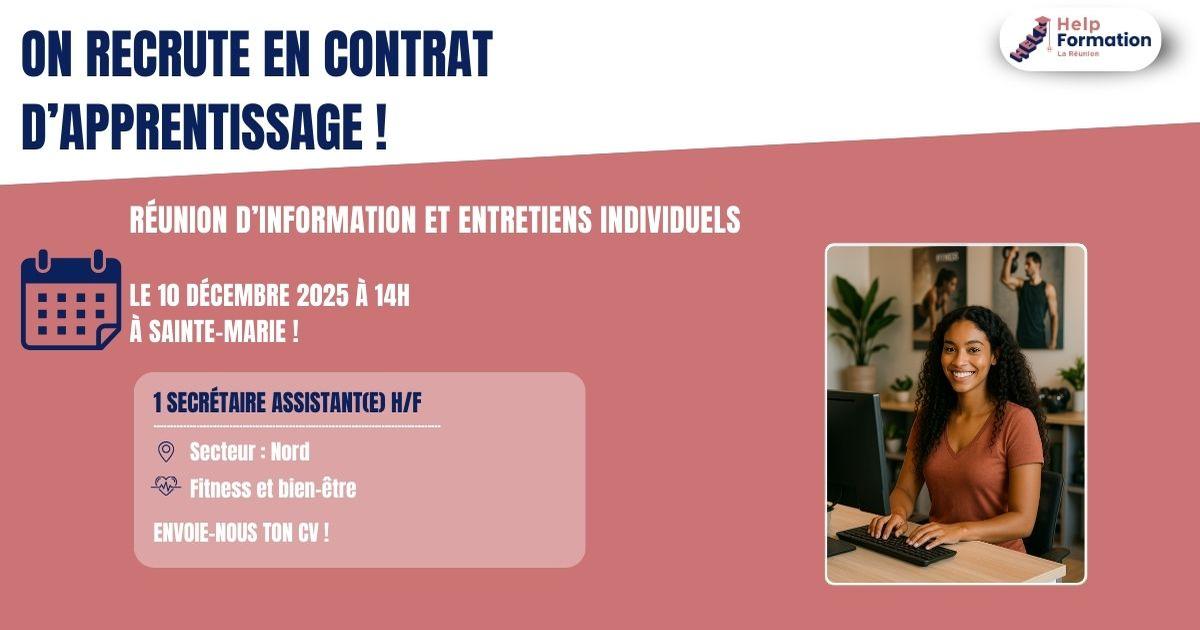 Secrétaire Assistant(e) en fitness et bien-être H/F (en contrat d'apprentissage)