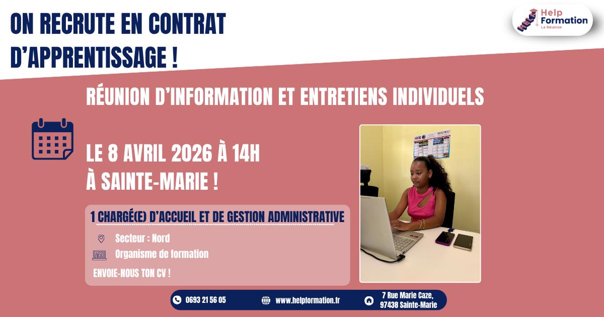 Chargé(e) d'Acceuil et De Gestion Administrative en organisme de formation H/F (contrat d'apprentissage) (08/04/2026)