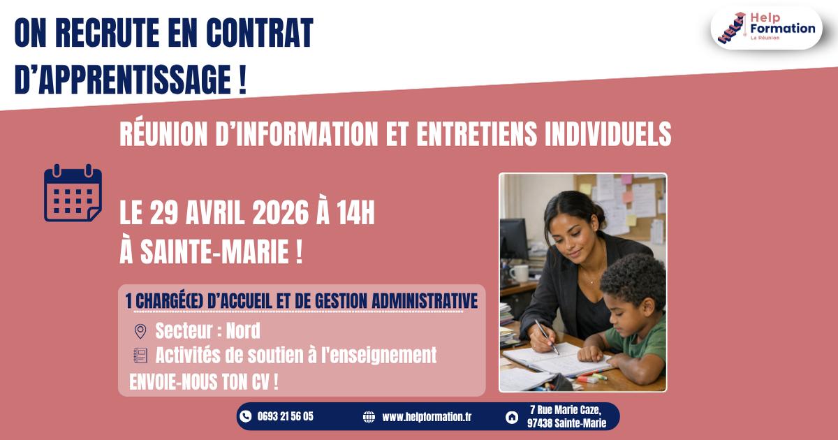 Chargé(e) d'Acceuil et De Gestion Administrative en activité et soutien d'enseignement H/F (contrat d'apprentissage) (29/04/2026)