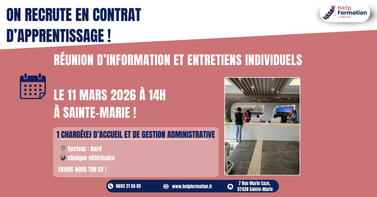 Chargé(e) d'Acceuil et De Gestion Administrative en clinique vétérinaire H/F (contrat d'apprentissage) (11/03/2026)