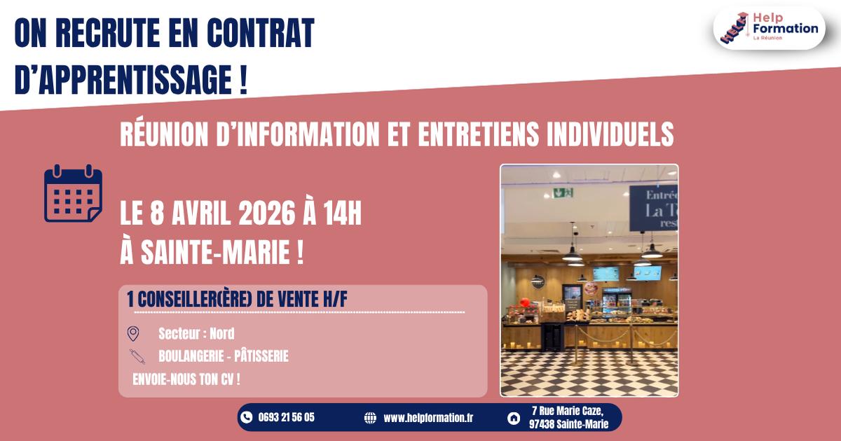 Vendeur en boulangerie et pâtisserie H/F (contrat d'apprentissage) (08/04/2026)