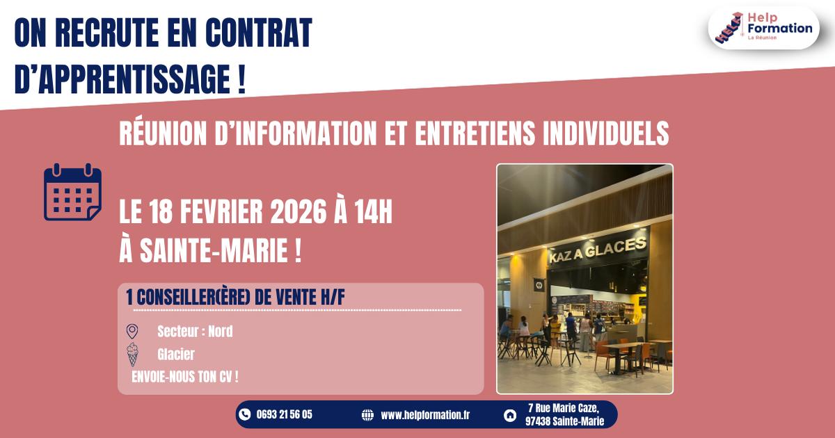 Conseiller(ère) de vente en glacier H/F (Contrat d'apprentissage) (18-02-2026)