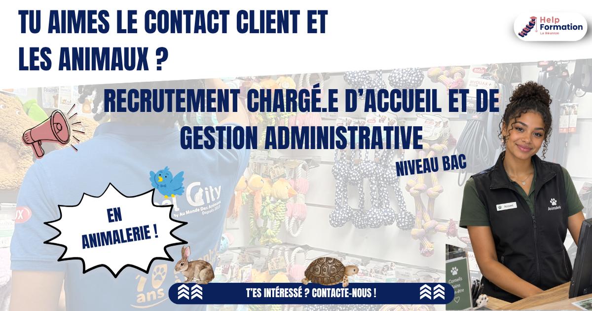 Chargé/e d'Accueil et De Gestion Administrative H/F en animalerie (contrat d'apprentissage) (09/09/2026)
