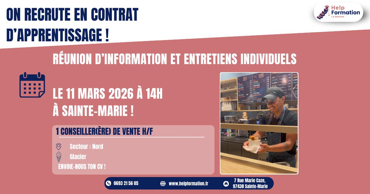 Conseiller(ère) de vente en glacier H/F (Contrat d'apprentissage) (18-03-2026)