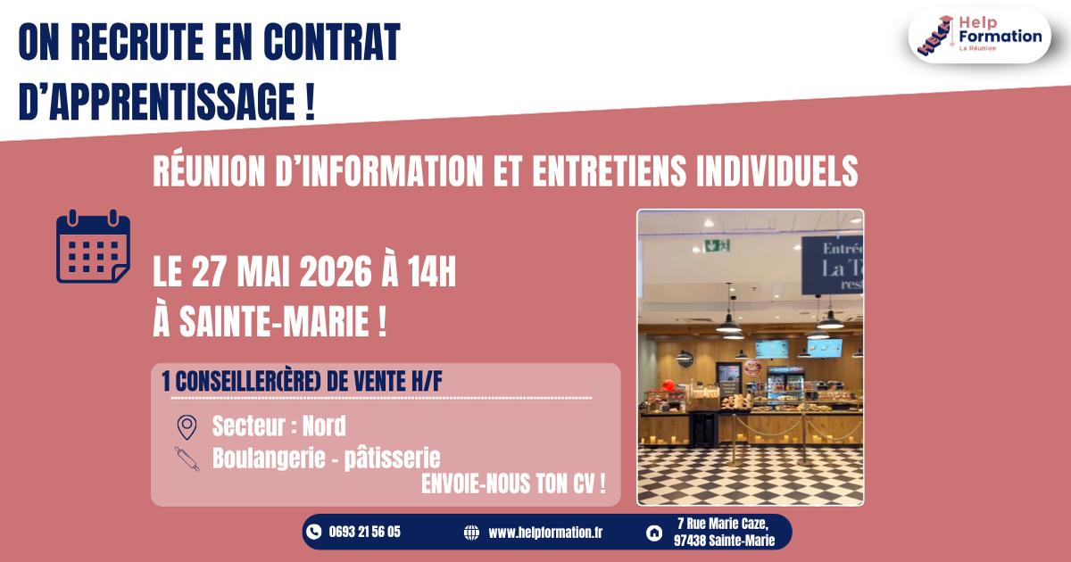 Conseiller(ère) de vente en boulangerie et pâtisserie H/F (contrat d'apprentissage) (27/05/2026)