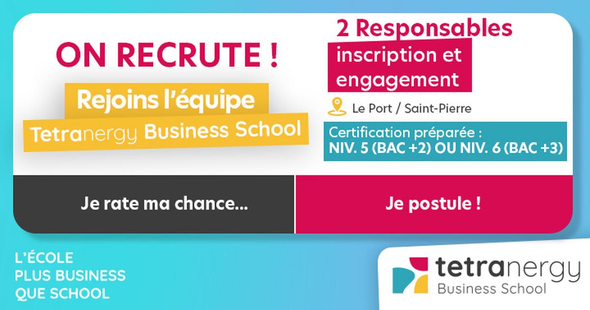 2 RESPONSABLES INSCRIPTIONS & ENGAGEMENT (Le Port / Saint-PIerre)