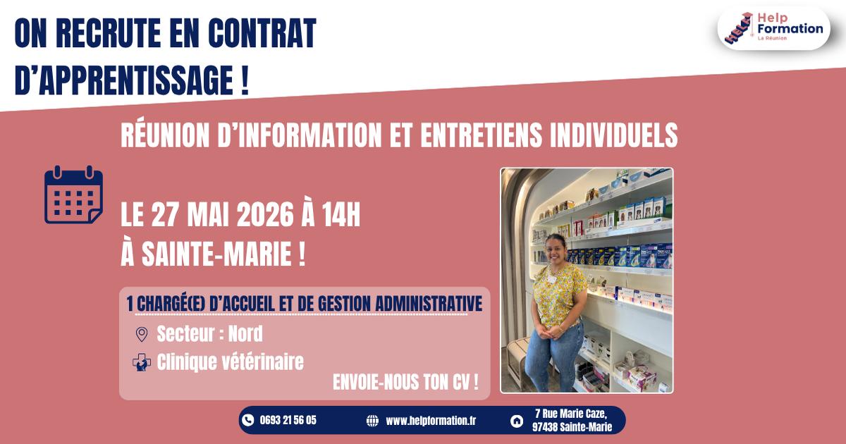 Chargé(e) d'Accueil et De Gestion Administrative en clinique vétérinaire H/F (contrat d'apprentissage) (27/05/2026)