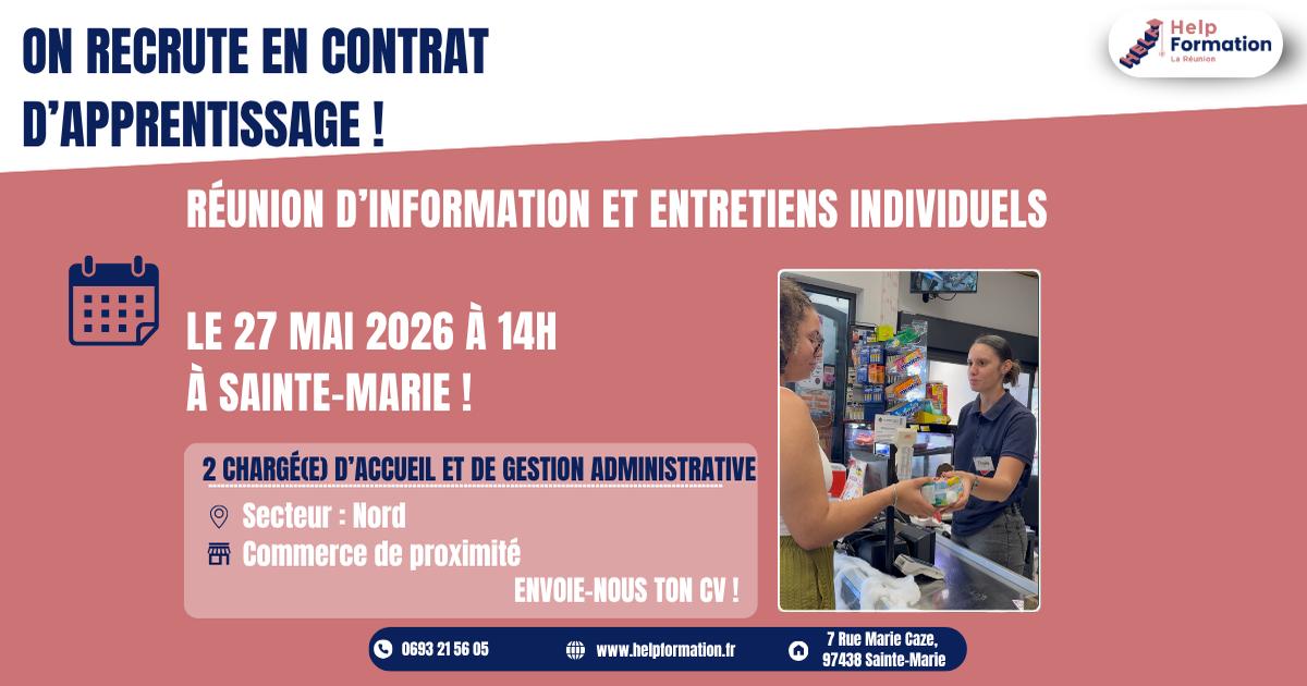 Chargé(e) d'Accueil et De Gestion Administrative en commerce de proximité H/F (contrat d'apprentissage) (27/05/2026)
