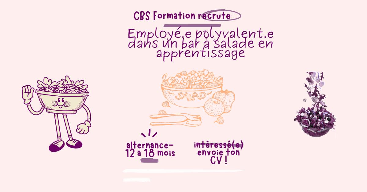🥗 Employé(e) polyvalent(e) en bar à salades H/F | Alternance | Saint-Paul | CBS FORMATION